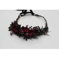 Purple burgundy black flower crown. Hair wreath for gothic wedding. Flower girl crown. Wedding flowers. 5432