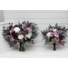 Deep Purple, Lilac & White Bouquets – Boho Faux Wedding Flowers