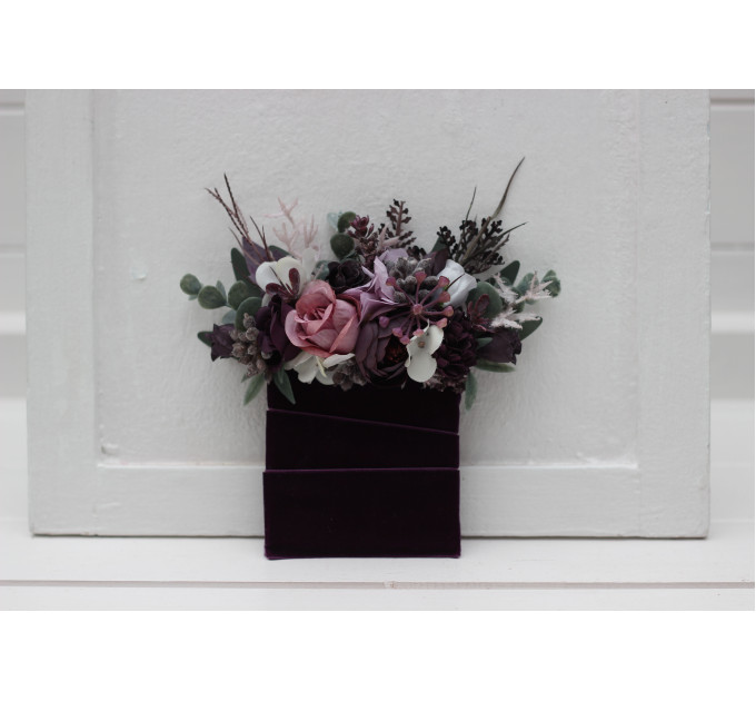 Purple, Lilac & White Pocket Boutonniere – Elegant Faux Floral Accessory