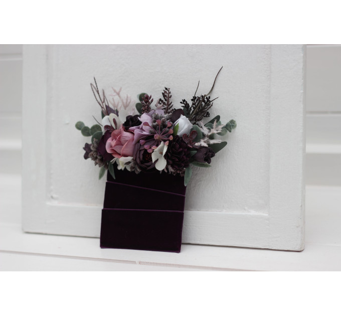 Purple, Lilac & White Pocket Boutonniere – Elegant Faux Floral Accessory