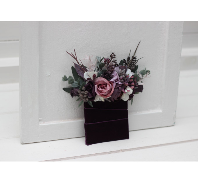 Purple, Lilac & White Pocket Boutonniere – Elegant Faux Floral Accessory