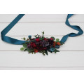 Purple, Teal, Red & Magenta Flower Belt – Jewel-Tone Faux Floral Sash for Wedding