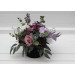 Deep Purple, Lilac & White Centerpiece – Faux Wedding Flowers in Hat Box