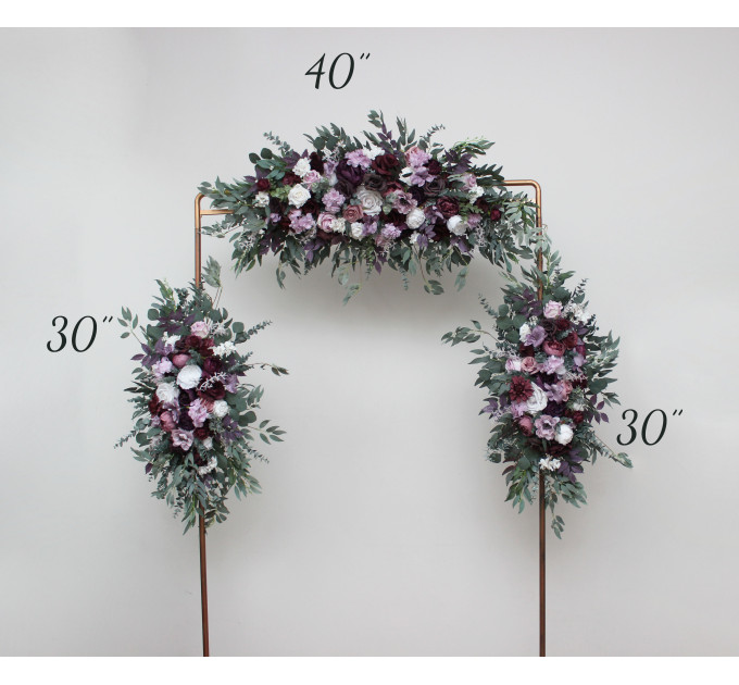 Deep Purple, Lilac & White Flower Arch – Faux Floral Arrangement for Wedding Arbor