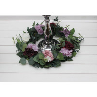Lantern wreath for table. Floral centerpiece for candles. Wedding faux flowers for decor.  5430