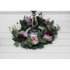 Lantern wreath for table. Floral centerpiece for candles. Wedding faux flowers for decor.  5430