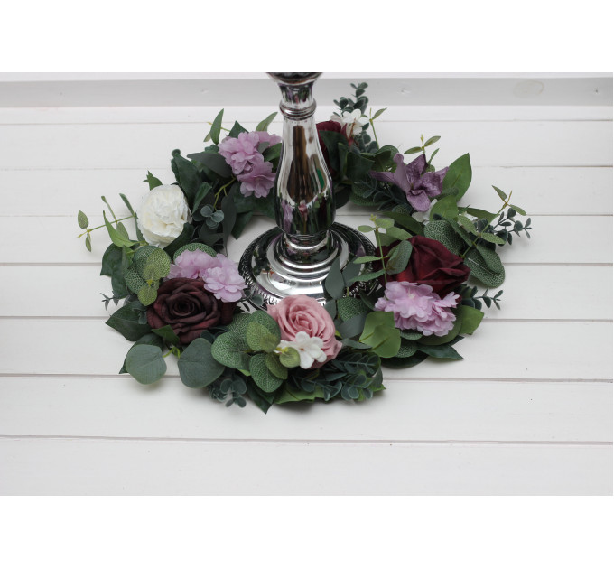 Lantern Wreath Centerpiece – Faux Floral Ring for Wedding Table Decor