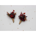 Purple, Rust & Burgundy Wedding Boutonnieres – Faux Floral Accessories