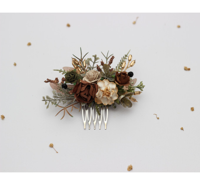 Vintage Rustic Flower Combs – Earthy Faux Floral Wedding Hair Accessories