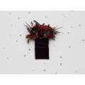 Burgundy, Purple & Rust Pocket Boutonniere – Faux Square Floral Accessory