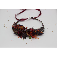 Flower crown in burgundy, purple, and rust colors. Wedding hair wreath. Flower girl crown.  5434