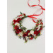 Red & White Floral Crown – Folk Wildflower Hair Wreath for Wedding