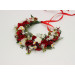 Red & White Floral Crown – Folk Wildflower Hair Wreath for Wedding