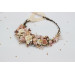 Blush Pink, Cream & Gold Flower Crown – Vintage Boho Wedding Hair Wreath