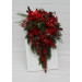 Winter Cascading Bridal Bouquet – Red Flowers & Pine Branches Faux Arrangement