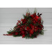 Winter Cascading Bridal Bouquet – Red Flowers & Pine Branches Faux Arrangement