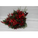 Winter Cascading Bridal Bouquet – Red Flowers & Pine Branches Faux Arrangement