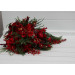 Winter Cascading Bridal Bouquet – Red Flowers & Pine Branches Faux Arrangement