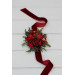 Red & Green Winter Wrist Corsage – Christmas Faux Floral Bracelet