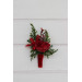 Red & Green Winter Wedding Boutonniere – Christmas Faux Floral Accessory