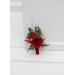 Red & Green Winter Wedding Boutonniere – Christmas Faux Floral Accessory