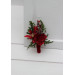Red & Green Winter Wedding Boutonniere – Christmas Faux Floral Accessory