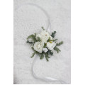White Winter Wedding Corsage – Elegant Faux Floral Bracelet
