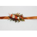Rust, Brown, Red & Ivory Flower Belt with Berries – Fall Wedding Floral Sash