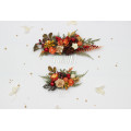 Rust, Brown, Red & Ivory Flower Combs with Berries – Fall Wedding Hair Accessories