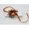 Rust, Brown, Red & Ivory Wrist Corsage with Berries – Fall Wedding Floral Bracelet