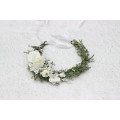 White Flower Crown – Winter Faux Floral Hair Wreath for Wedding