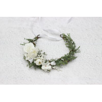 White flower crown for winter event.  Flower girl crown. Wedding flowers. 5439