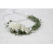 White Flower Crown – Winter Faux Floral Hair Wreath for Wedding