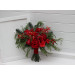 Winter Cascading Bridal Bouquet – Red Flowers & Pine Branches Faux Arrangement