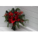 Winter Cascading Bridal Bouquet – Red Flowers & Pine Branches Faux Arrangement