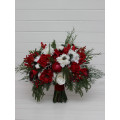 Classic Red & White Bridal Bouquet – Winter Wedding Faux Flowers