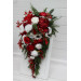 Red & White Cascading Bridal Bouquet – Winter Wedding Faux Flowers