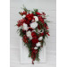 Red & White Cascading Bridal Bouquet – Winter Wedding Faux Flowers