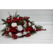 Red & White Cascading Bridal Bouquet – Winter Wedding Faux Flowers