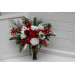 Classic Red & White Bridal Bouquet – Winter Wedding Faux Flowers