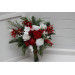 Red & White Cascading Bridal Bouquet – Winter Wedding Faux Flowers