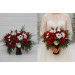 Classic Red & White Bridal Bouquet – Winter Wedding Faux Flowers