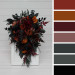Burgundy, Black, Rust & Dusty Rose Cascading Bouquet – Moody Faux Wedding Flowers