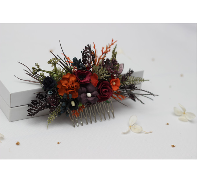 Burgundy, Rust, Purple & Black Flower Combs – Moody Bridal Hair Accessories