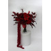 Red & Burgundy Dramatic Bridal Bouquet – Moody Faux Wedding Flowers