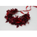 Red & Burgundy Flower Crown – Dramatic Faux Floral Wedding Hair Wreath