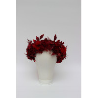 Red and burgundy wedding flower crown.  5442
