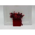 Red & Burgundy Pocket Boutonniere – Dramatic Faux Floral Square Accessory
