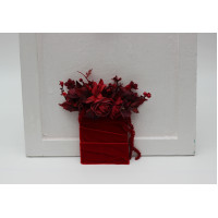 Red burgundy pocket boutonniere. 5442