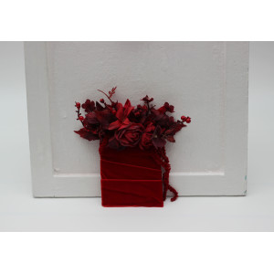 Red burgundy pocket boutonniere. 5442